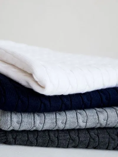 CABLE KNIT INITIAL BLANKET