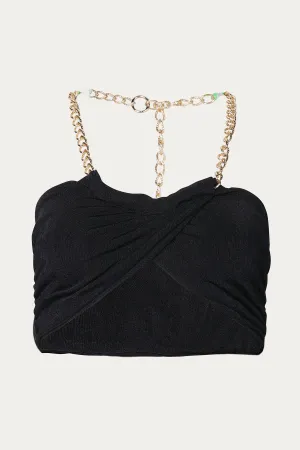 CHAIN-EMBELLISHED HALTERNECK TOP