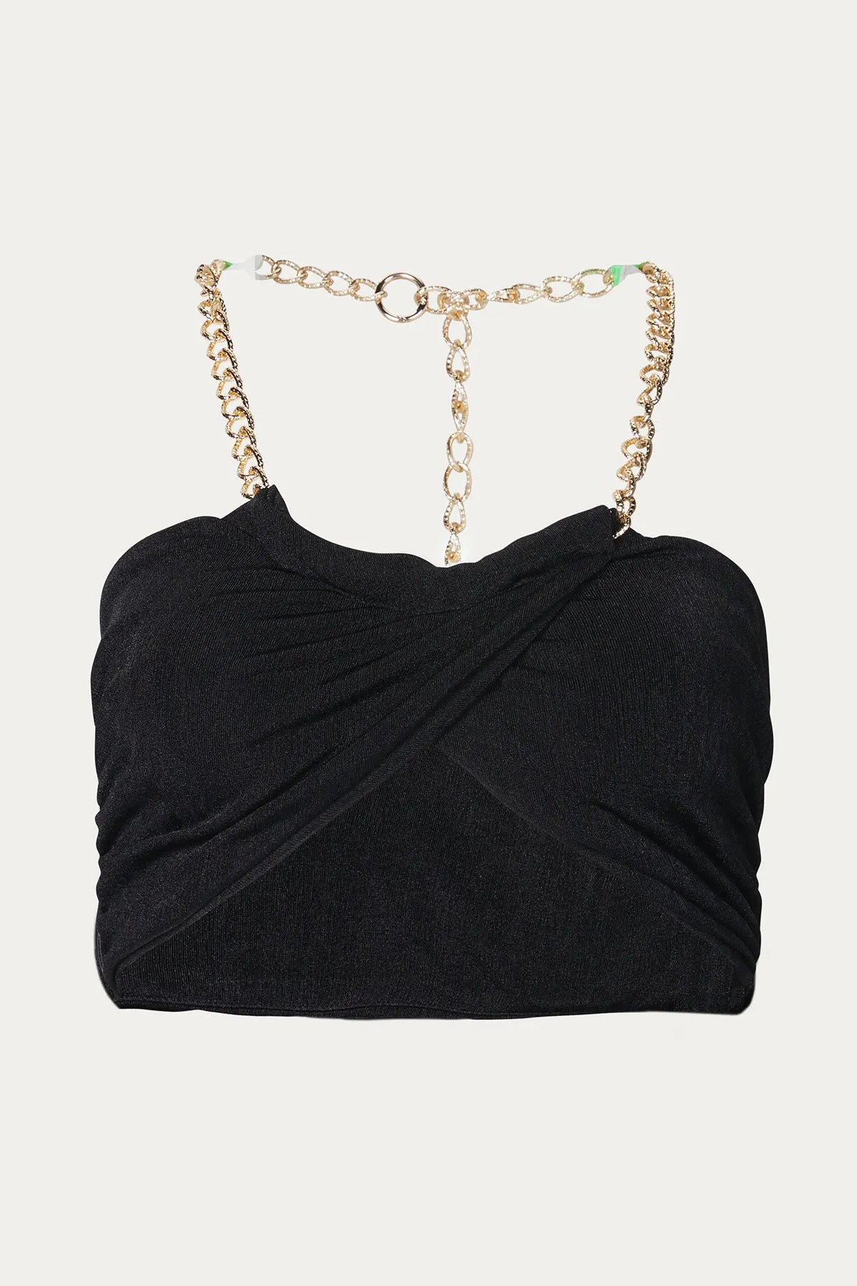 CHAIN-EMBELLISHED HALTERNECK TOP