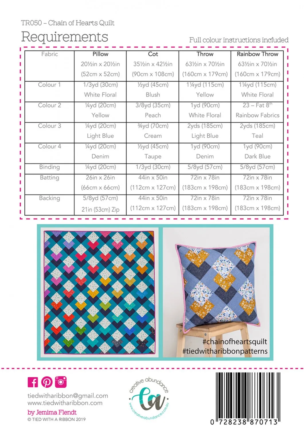 Chain of Hearts quilt pattern by Jemima Flendt
