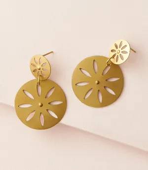 Chameli Petal Gold Drop Earrings