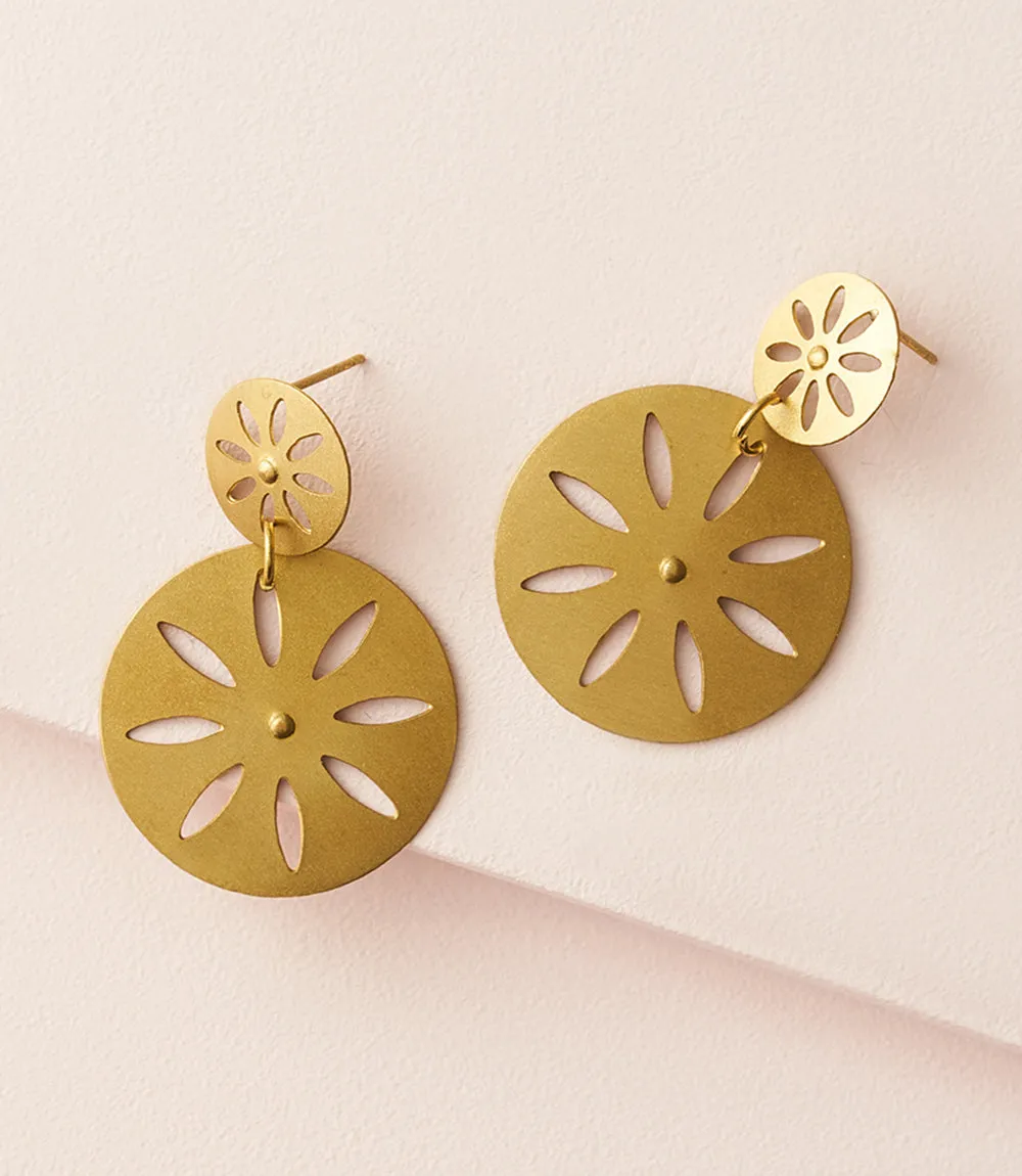Chameli Petal Gold Drop Earrings