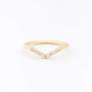 Chevron Wedding Ring with Baguette Diamonds