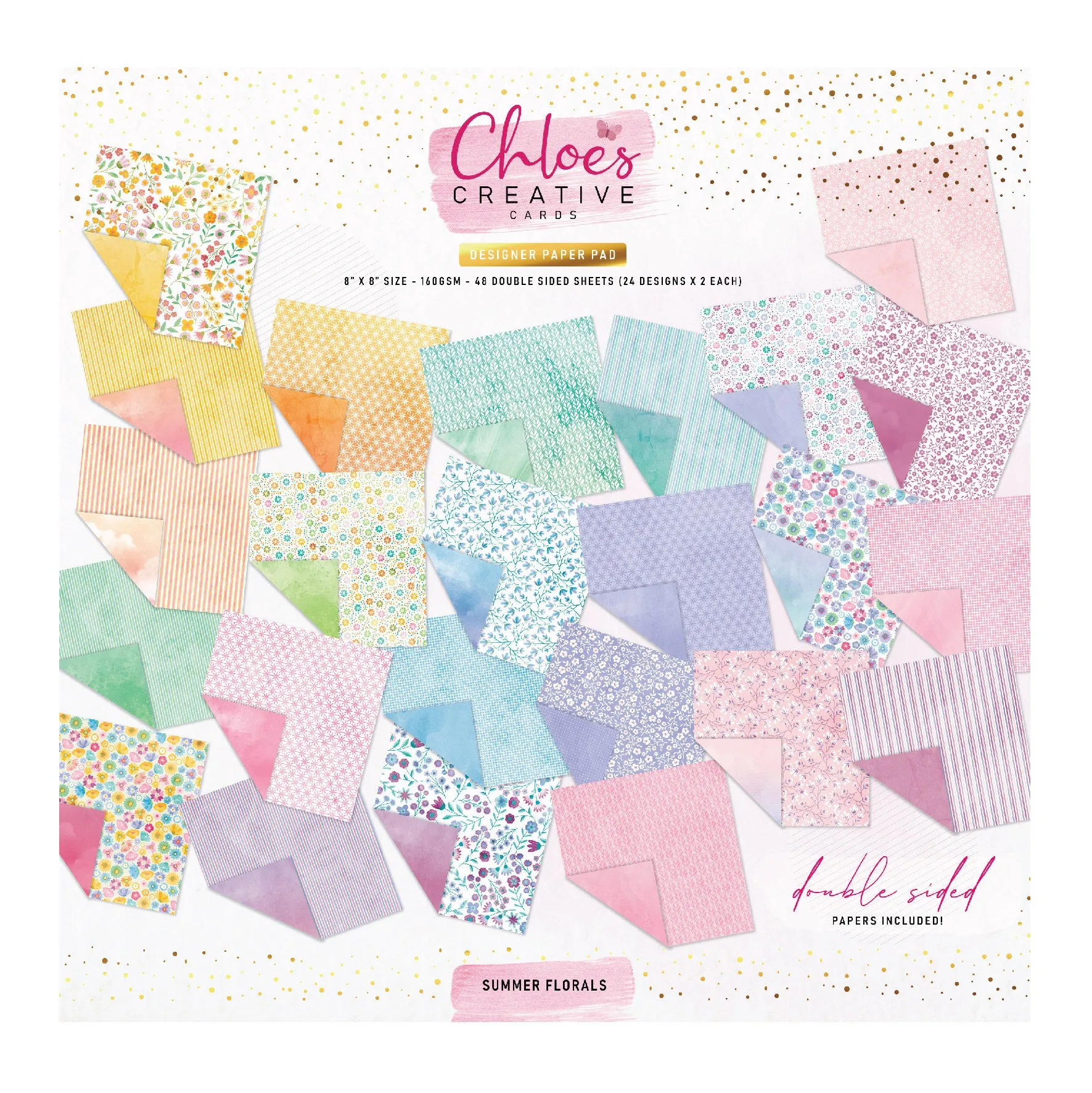 Chloes Creative Cards 8x8 Designer Printed Paper Pad - Summer Florals