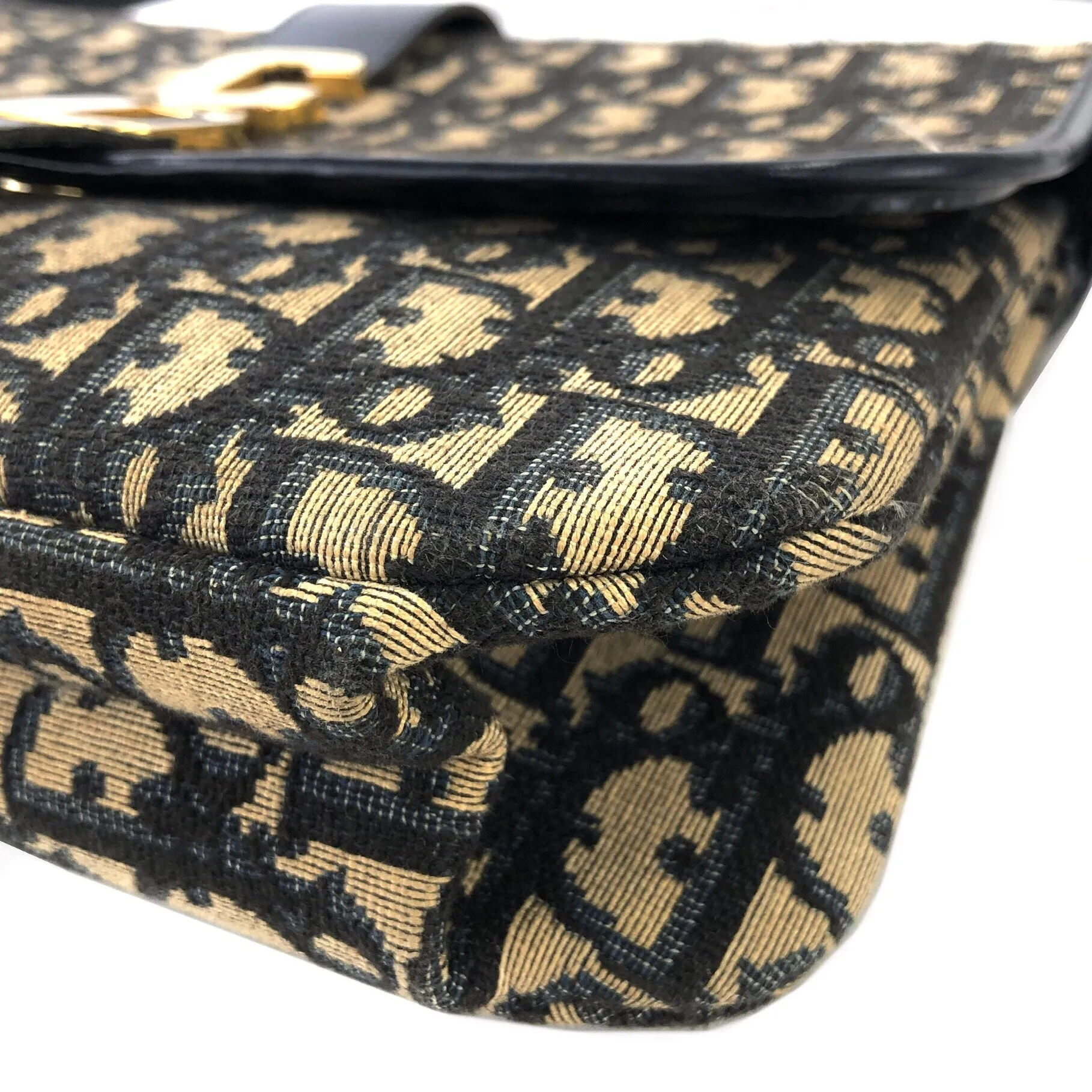 Christian Dior Trotter Leather×Jacquard Navy av4dz6