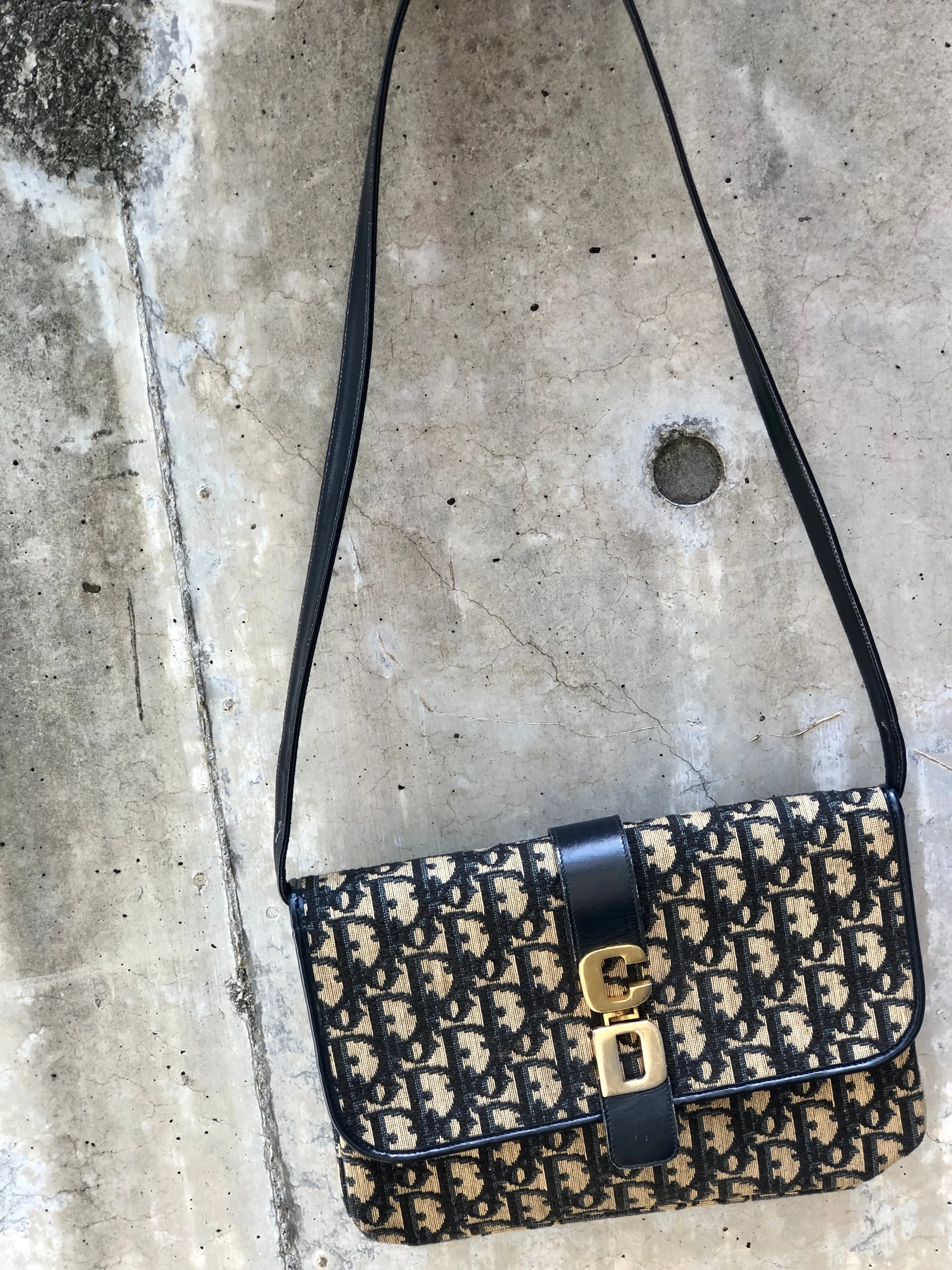Christian Dior Trotter Leather×Jacquard Navy av4dz6