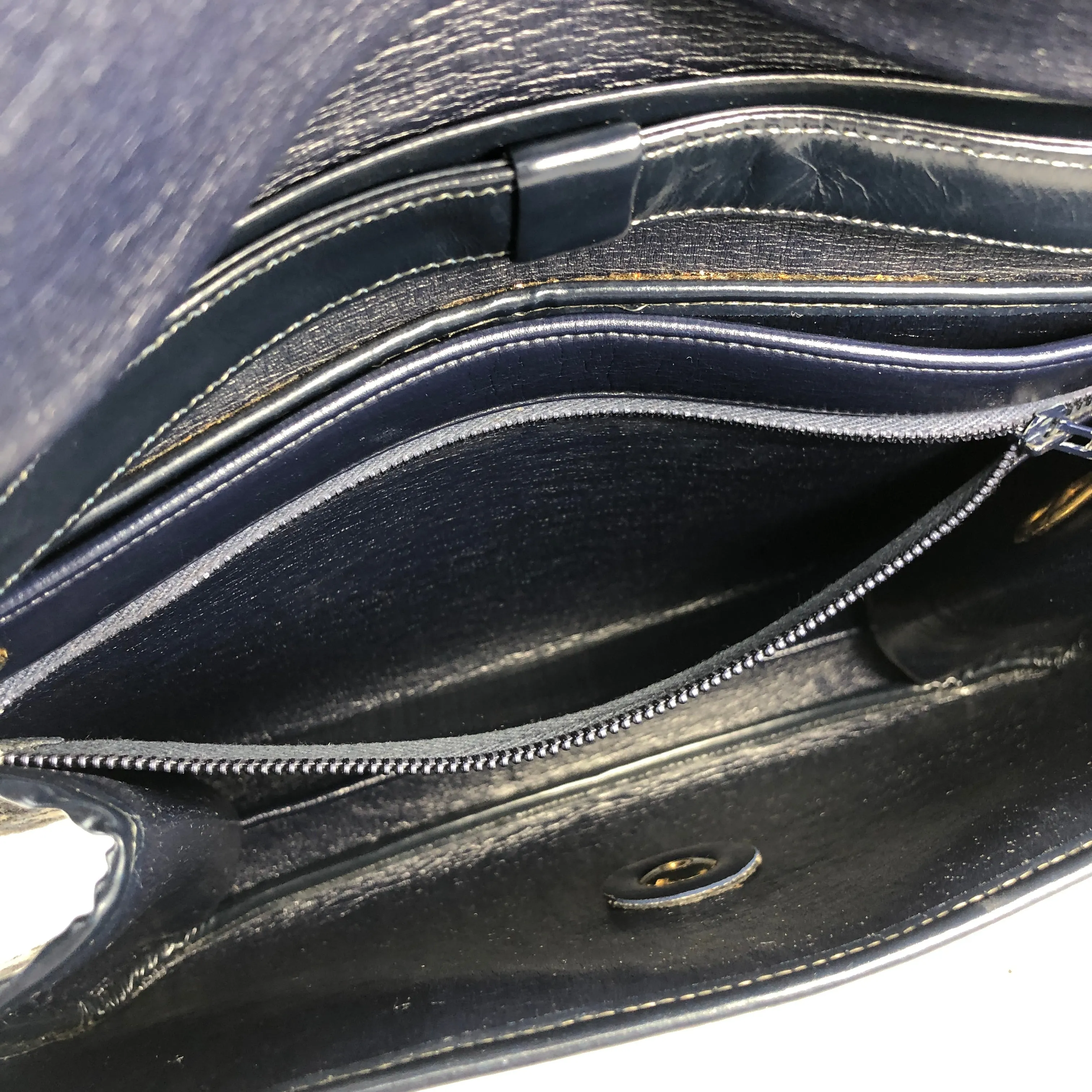 Christian Dior Trotter Leather×Jacquard Navy av4dz6