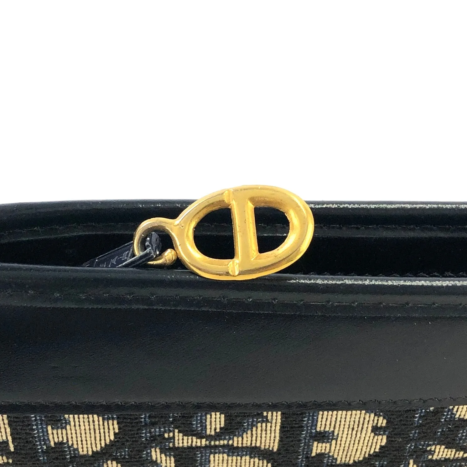 Christian Dior Trotter Logo Jacquard Leather Shoulder bag Navy Vintage i2dwx3