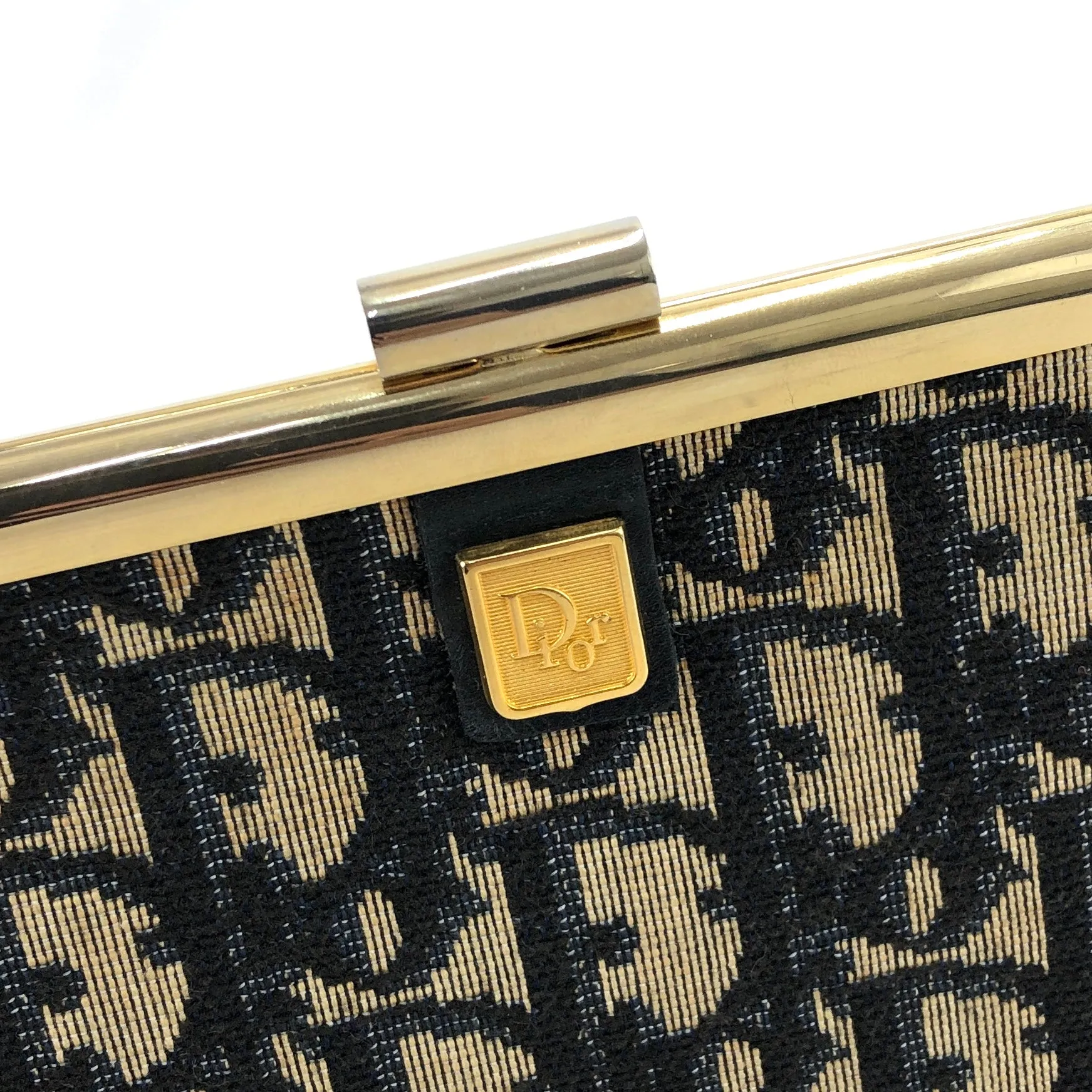 Christian Dior Trotter Logo Metal Clasp Jacquard Clutch bag Navy Vintage u6yt88
