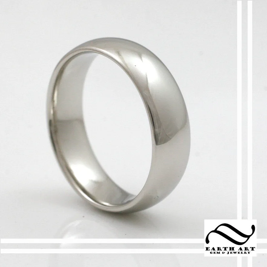Classic Mens Comfort fit domed wedding band - Platinum - 6mm wide