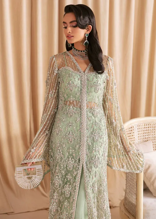Classic Mint Green Silver Embellished Gown Style Pakistani Wedding Dress