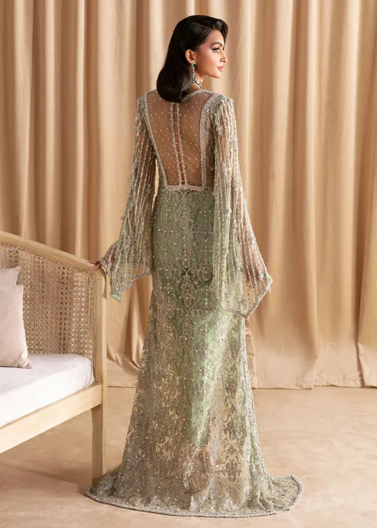 Classic Mint Green Silver Embellished Gown Style Pakistani Wedding Dress