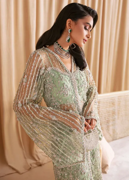 Classic Mint Green Silver Embellished Gown Style Pakistani Wedding Dress