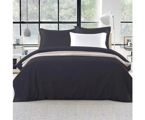 Classic Quilt Cover Set - Black