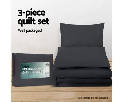 Classic Quilt Cover Set - Black