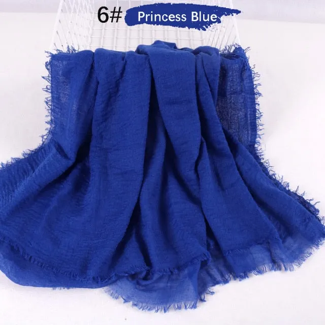 Classic simple easy classy crinkle crimp cotton turban hijab shawls women scarf