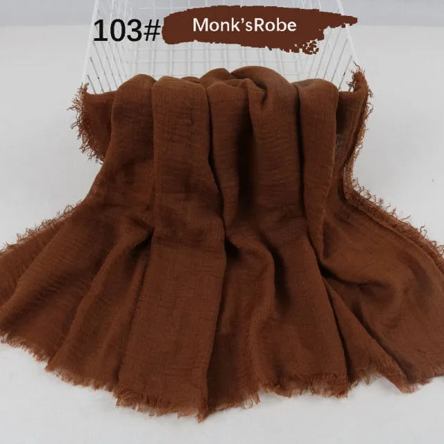 Classic simple easy classy crinkle crimp cotton turban hijab shawls women scarf