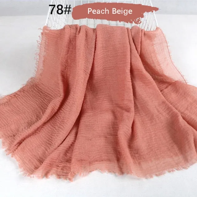 Classic simple easy classy crinkle crimp cotton turban hijab shawls women scarf