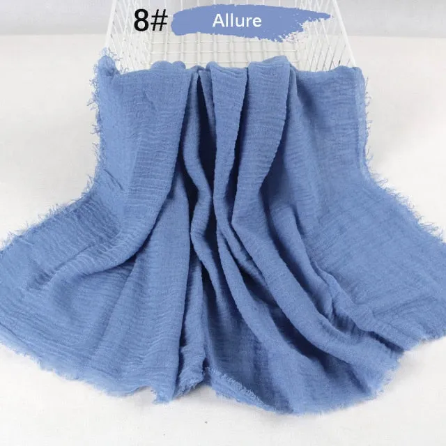 Classic simple easy classy crinkle crimp cotton turban hijab shawls women scarf