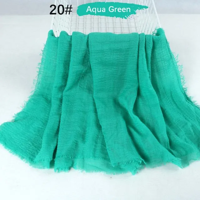 Classic simple easy classy crinkle crimp cotton turban hijab shawls women scarf