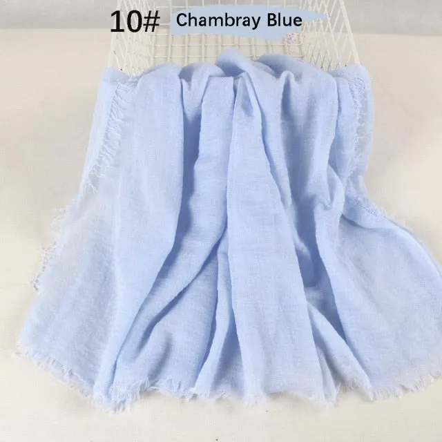Classic simple easy classy crinkle crimp cotton turban hijab shawls women scarf