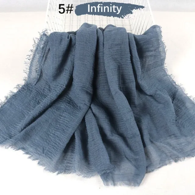 Classic simple easy classy crinkle crimp cotton turban hijab shawls women scarf