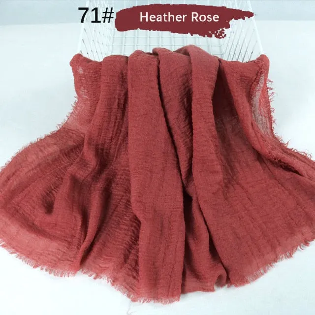 Classic simple easy classy crinkle crimp cotton turban hijab shawls women scarf