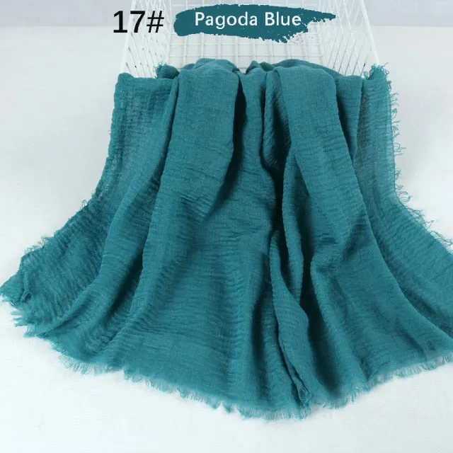 Classic simple easy classy crinkle crimp cotton turban hijab shawls women scarf