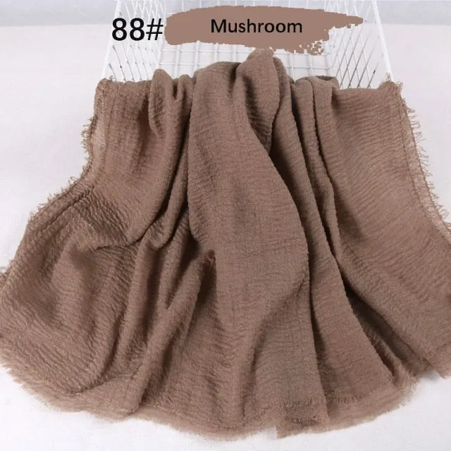 Classic simple easy classy crinkle crimp cotton turban hijab shawls women scarf