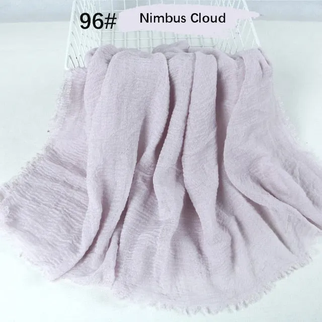 Classic simple easy classy crinkle crimp cotton turban hijab shawls women scarf
