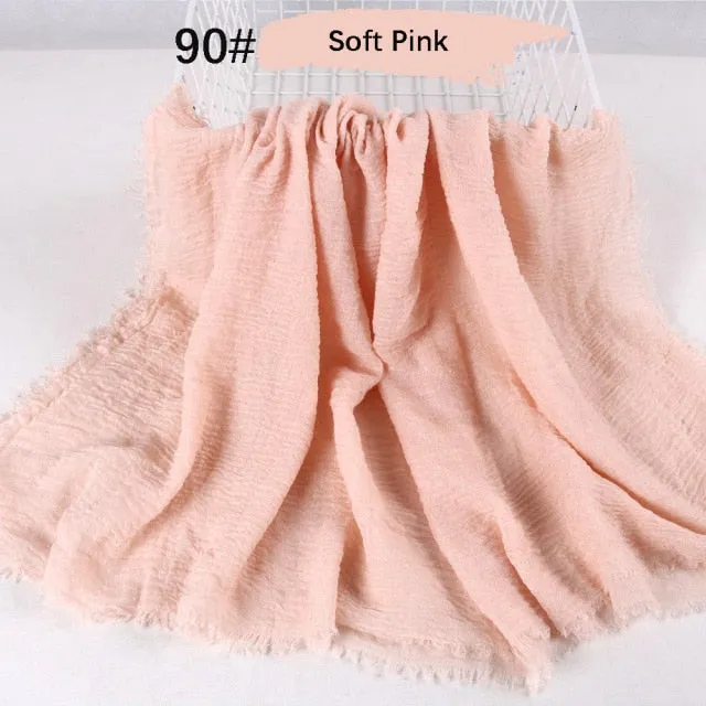 Classic simple easy classy crinkle crimp cotton turban hijab shawls women scarf