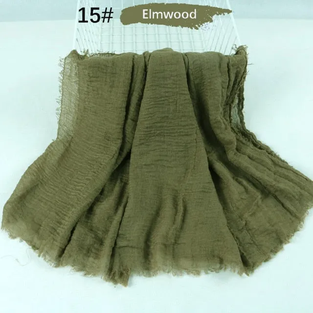 Classic simple easy classy crinkle crimp cotton turban hijab shawls women scarf