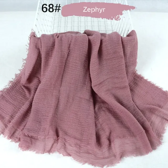 Classic simple easy classy crinkle crimp cotton turban hijab shawls women scarf