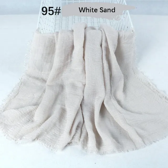 Classic simple easy classy crinkle crimp cotton turban hijab shawls women scarf