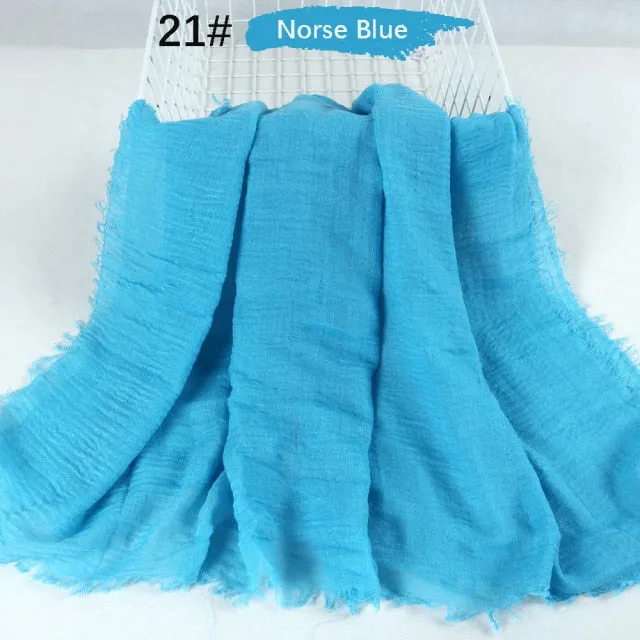 Classic simple easy classy crinkle crimp cotton turban hijab shawls women scarf