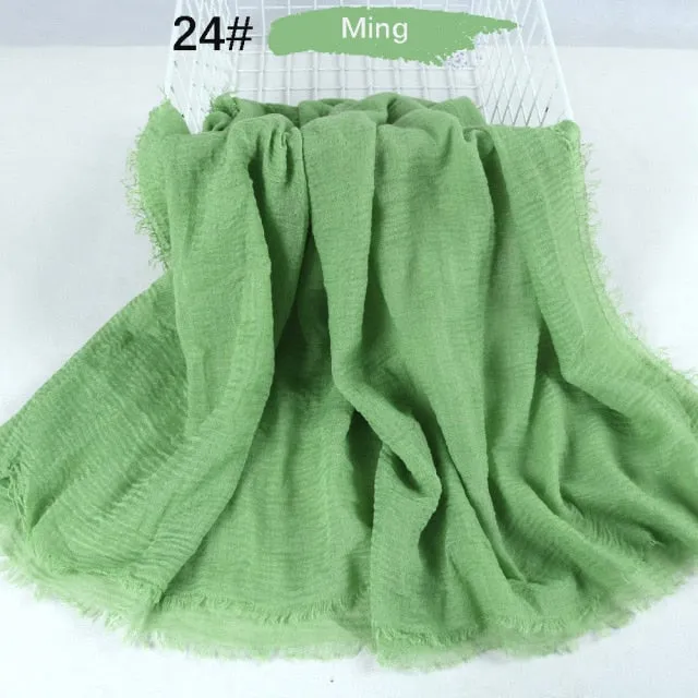 Classic simple easy classy crinkle crimp cotton turban hijab shawls women scarf