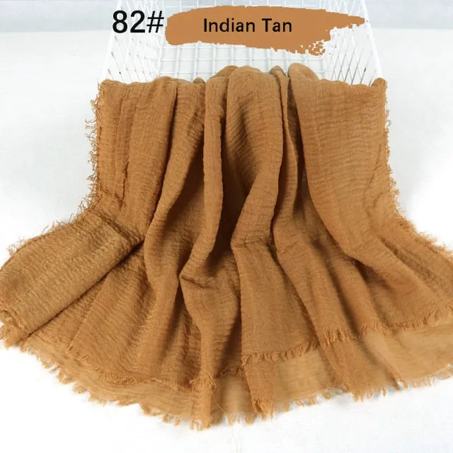 Classic simple easy classy crinkle crimp cotton turban hijab shawls women scarf