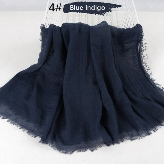 Classic simple easy classy crinkle crimp cotton turban hijab shawls women scarf