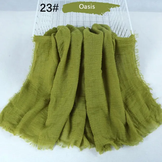 Classic simple easy classy crinkle crimp cotton turban hijab shawls women scarf