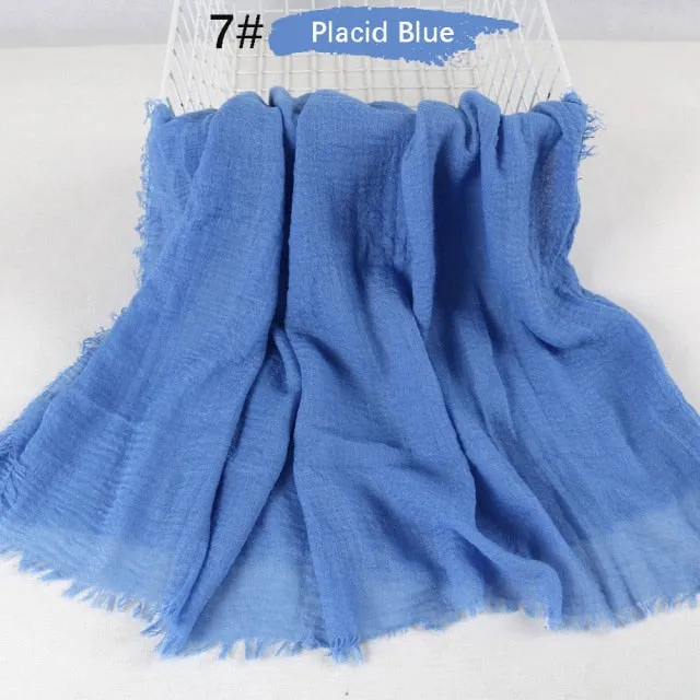 Classic simple easy classy crinkle crimp cotton turban hijab shawls women scarf