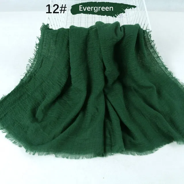 Classic simple easy classy crinkle crimp cotton turban hijab shawls women scarf