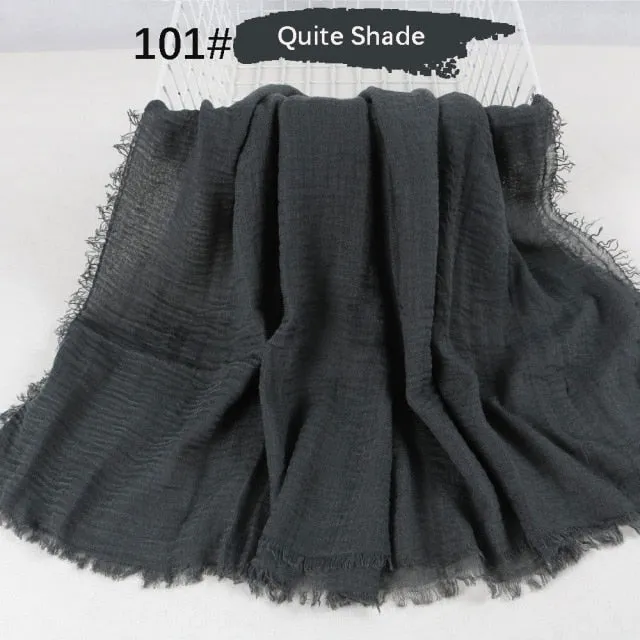 Classic simple easy classy crinkle crimp cotton turban hijab shawls women scarf