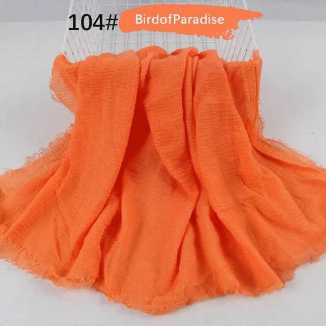 Classic simple easy classy crinkle crimp cotton turban hijab shawls women scarf
