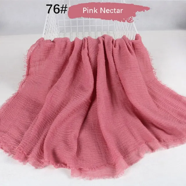 Classic simple easy classy crinkle crimp cotton turban hijab shawls women scarf