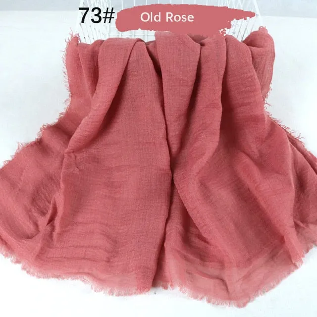 Classic simple easy classy crinkle crimp cotton turban hijab shawls women scarf