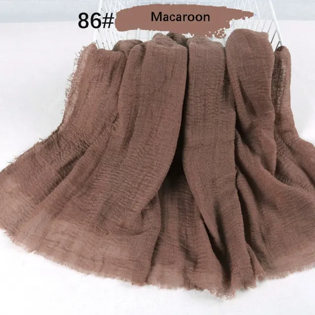 Classic simple easy classy crinkle crimp cotton turban hijab shawls women scarf