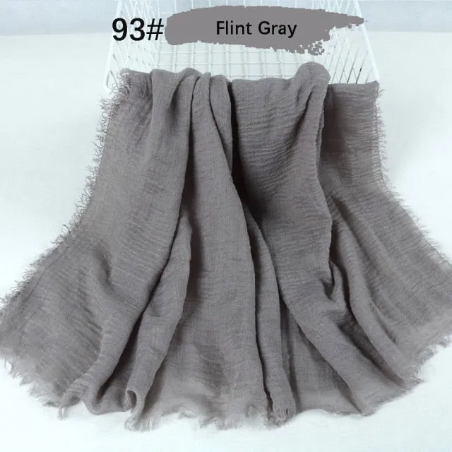 Classic simple easy classy crinkle crimp cotton turban hijab shawls women scarf