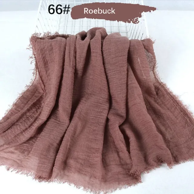 Classic simple easy classy crinkle crimp cotton turban hijab shawls women scarf
