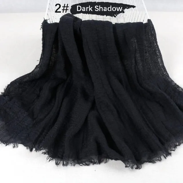 Classic simple easy classy crinkle crimp cotton turban hijab shawls women scarf