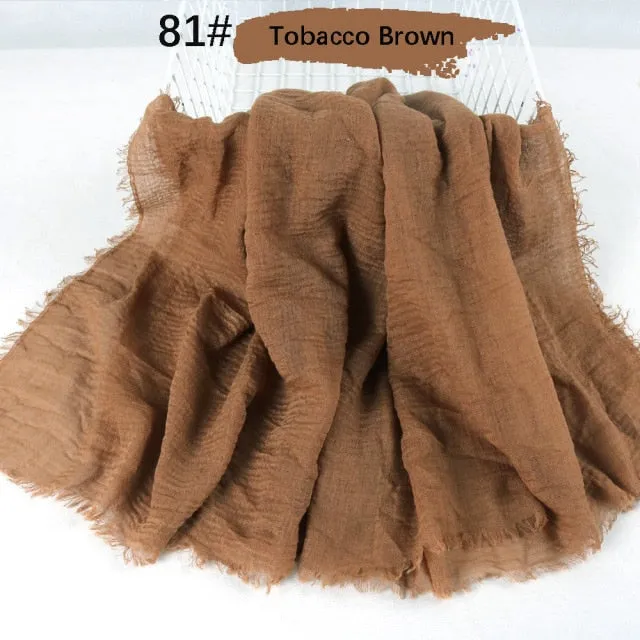 Classic simple easy classy crinkle crimp cotton turban hijab shawls women scarf